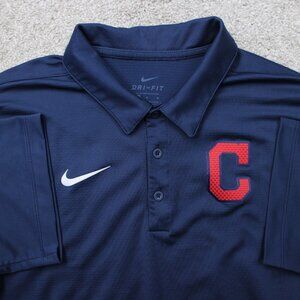 Nike Cleveland Polo Shirt Mens Large Blue Guardians Dri-Fit MLB Short Sleeve